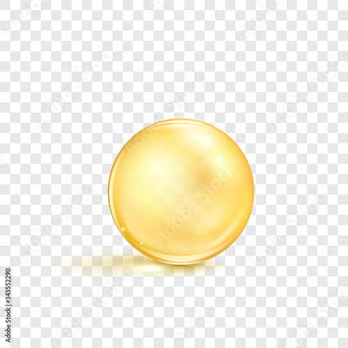 Fish oil pill. Transparent capsules with nutrition supplement omega 3. Vector