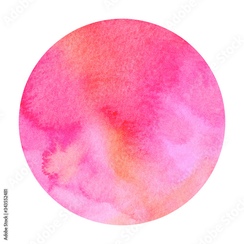 Abstract watercolor hand painting in circle shape for the text message background. Colorful splashing in the paper. Perfect for branding, greetings, websites, digital media, invites, weddings.