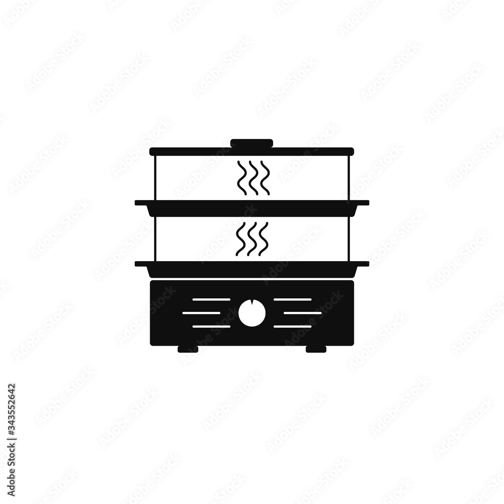 Steamer simple icon. Kitchen appliance. Vector illustration isolated on white Steamer simple icon. Kitchen appliance. Vector illustration isolated on white