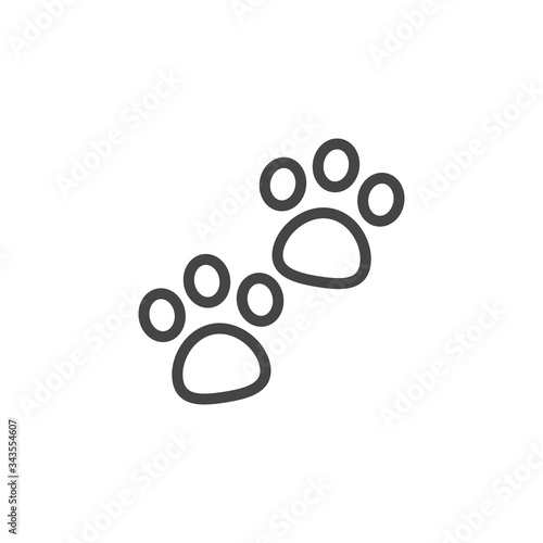 Premium Icon on Veterinarian Clinic, Pet Shop, Animal Feed and Homeless Animals Shelters or Allergen. Such Line Sign as Footprint Pets Dog or Cat. Vector Pictogram for Web and App in Outline Style. 