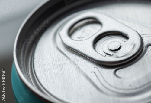 aluminum soft drink can, top view. for beverage packaging