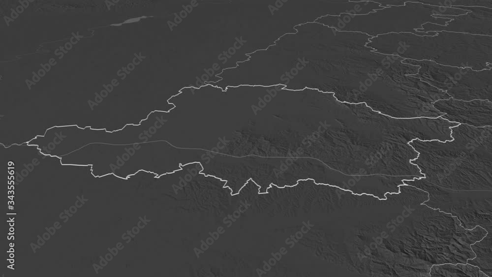 Arad, county with its capital, zoomed and extruded on the bilevel map of Romania in the conformal Stereographic projection. Animation 3D Arad, county with its capital, zoomed and extruded on the bilevel map of Romania in the conformal Stereographic projection. Animation 3D