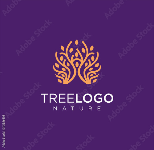 Fashion tree Logo Jewelry Logo Vector Stock, Simple Tree Logo Line Vector Icon Illustration, Luxury Tree Logo boutique Template.
