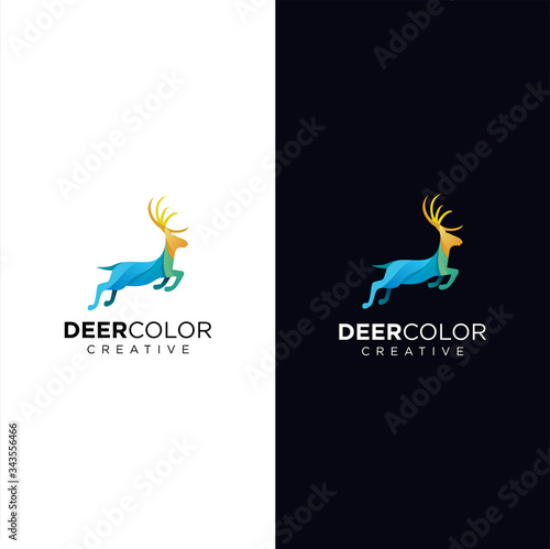 Horns, antelopes, elk, moose, Cervinae,muntjac,  fallow deer,  chital,  Capreolinae,  reindeer, chevrotains, Ruminantia And deer Logo Tech Colorful Design Illustration.