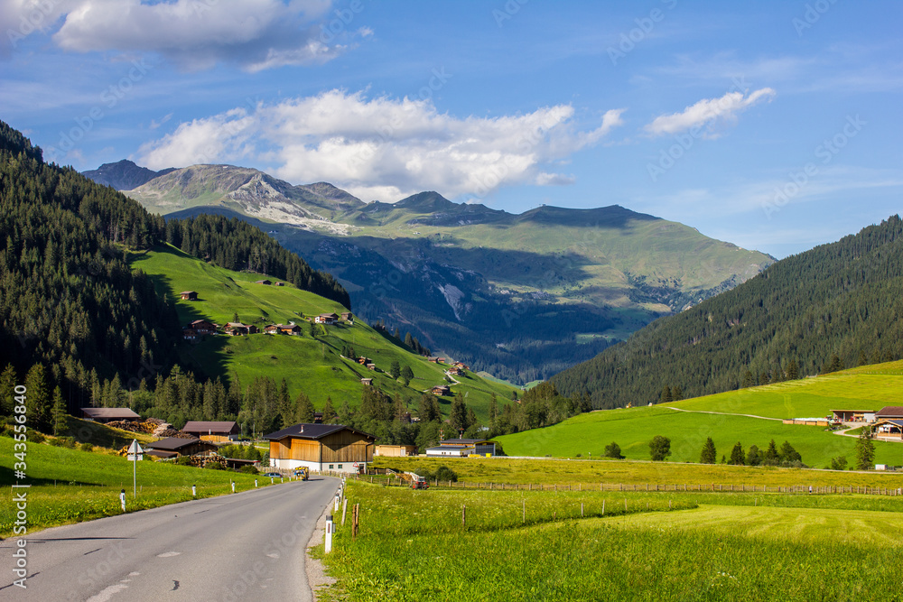 Green Tyrolean Landscape in Summer, Tuxertal Valley, Austria