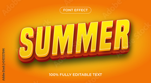 Summer 3d vibrant font style, editable text effect, shiny bold 3d text style