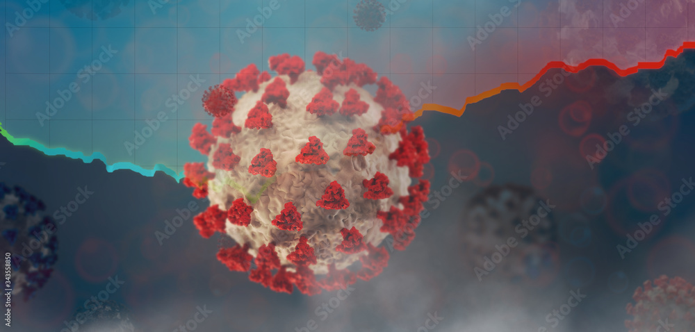 coronavirus cell. An increase 3d-illustration background