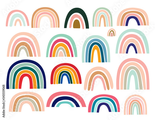 Obraz na płótnie Pastel stylish trendy rainbows vector illustrations