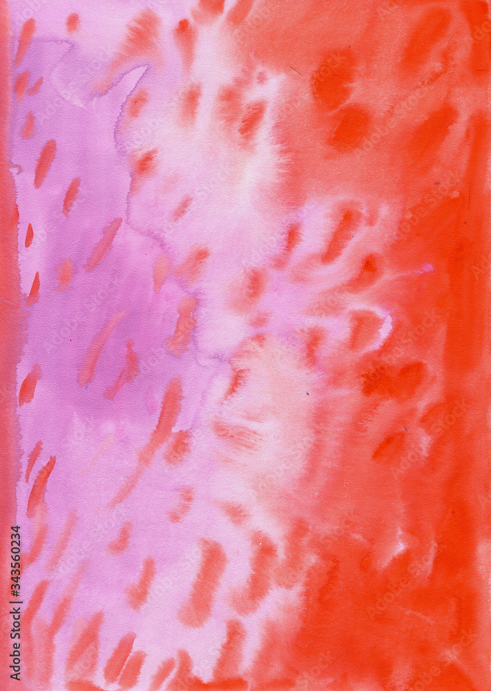 Watercolor grunge abstract backgroundin red colors. Hand painted illustration.