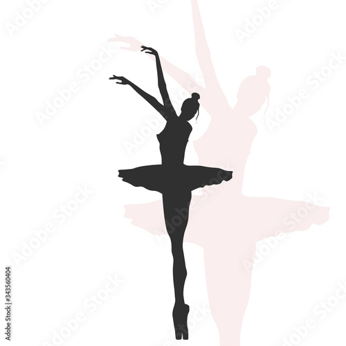 Silhouette of dancing ballerina. Vector