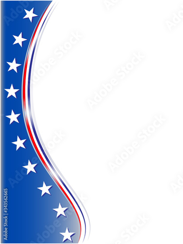 Abstract USA flag symbols wave pattern frame border design template with empty space for your text.