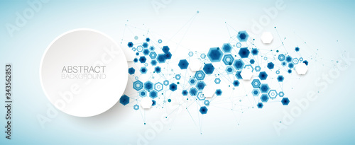 Abstract blue hexagon futuristic background for design works. Science and technology.