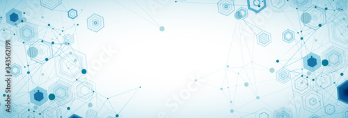 Abstract blue hexagon futuristic background for design works. Science and technology.