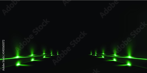 Background with glowing green Lights. Beautiful banner design with glowing glittering lights 
