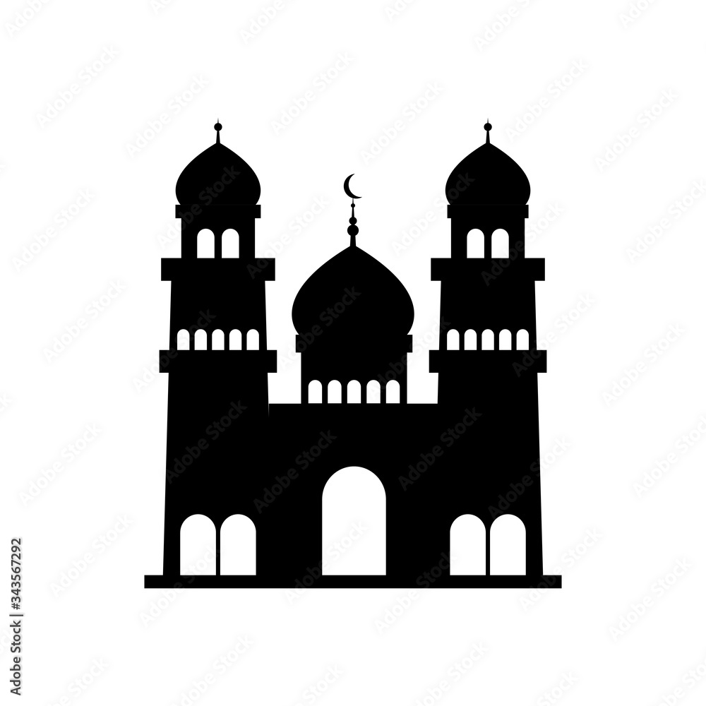 eid mubarak concept, islamic mosque icon, line style