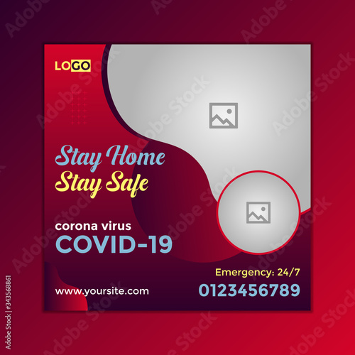 covid19 social media awareness banner template (ID: 343568861)