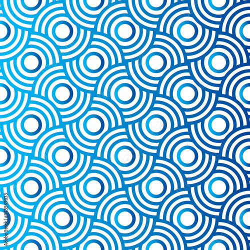 Abstract vector blue background with circular lines.