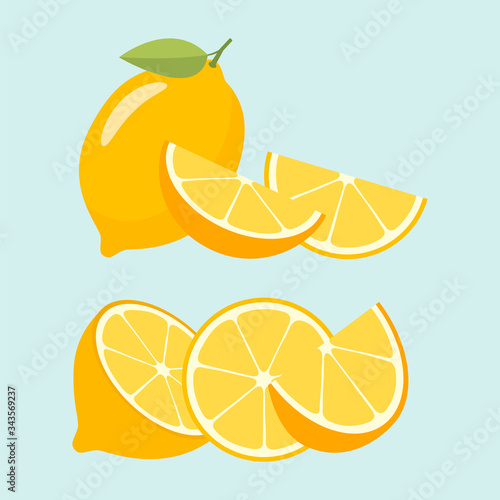 Fresh citrus and healthy lemon with sliced slices