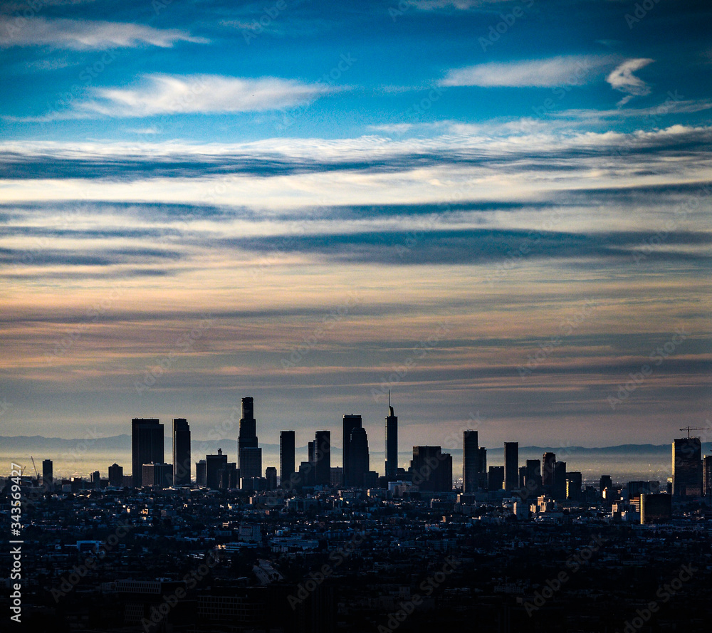 Downtown Los Angeles skyline at Sunrise