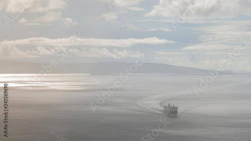 Hazy Ferry Arrival Hebrides