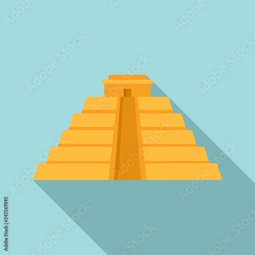 Maya pyramid icon. Flat illustration of maya pyramid vector icon for web design