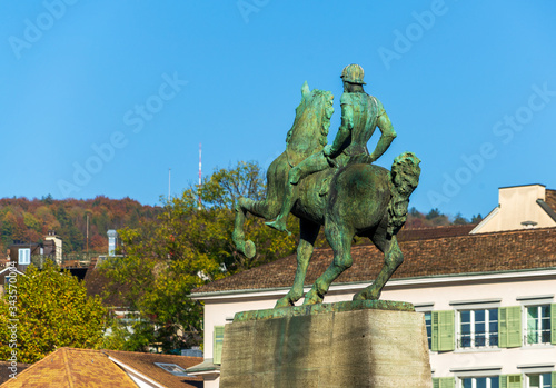 The equestrian monument to Hans Waldmann (1937), Zurich, Switzerland photo