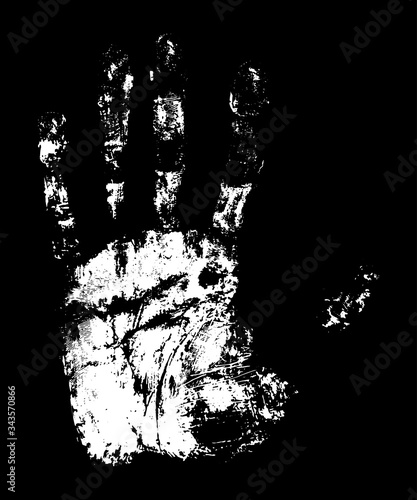 Vector set of texture and grunge hand and foot prints. Collection of black templates on white background for cybersecurity illustrations. Vector