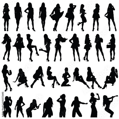 girls silhouette set in black color