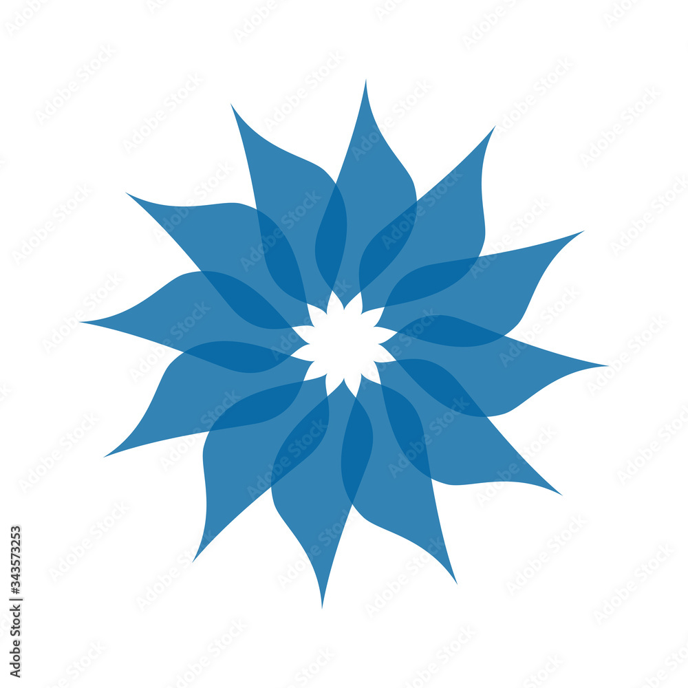 Obraz premium Light blue abstract geometric flower logo template. Business abstract icon isolated on white. Use for logo, sign, symbol, web, label, icon