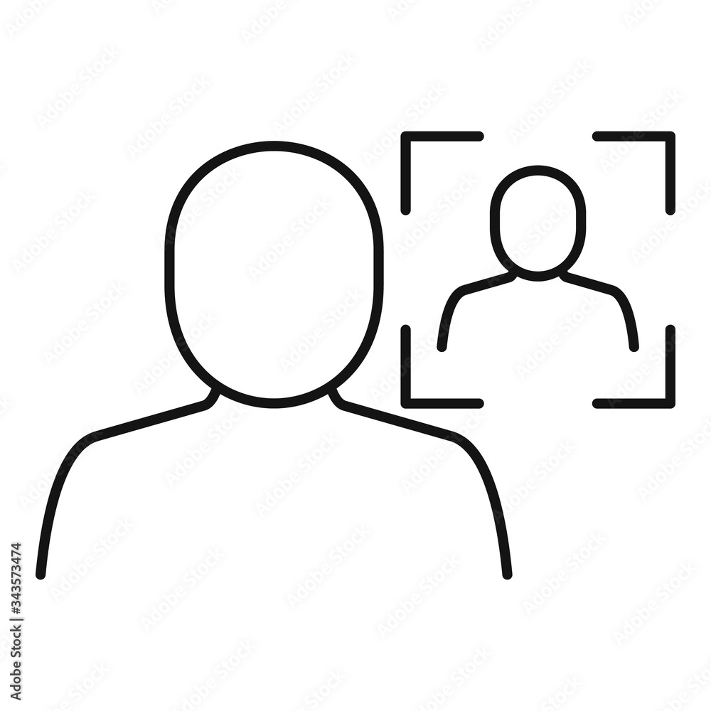 Obraz premium Biometric face authentication icon. Outline biometric face authentication vector icon for web design isolated on white background