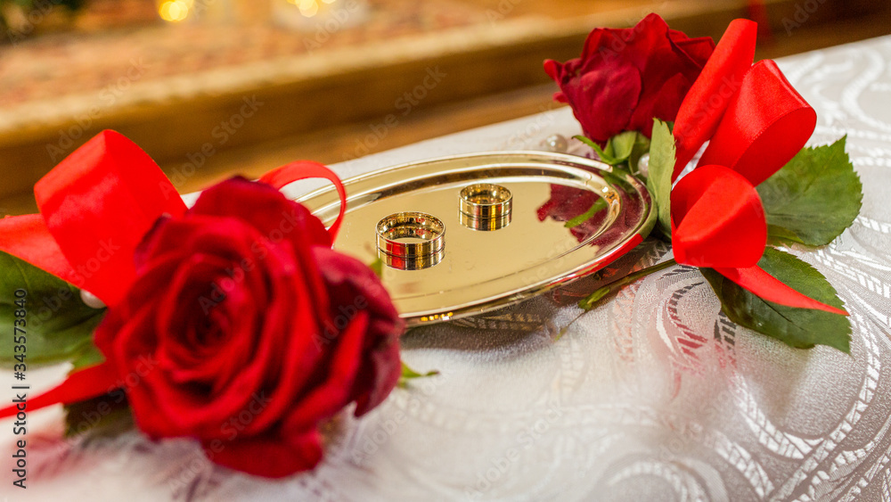 Obraz premium Obrączki weselne Pary Młodej