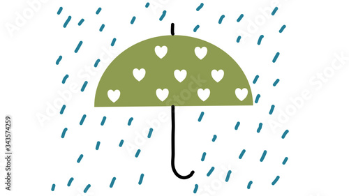 white heart on green umbrella