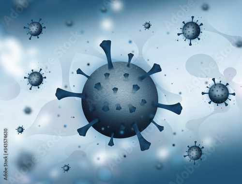Obraz w ramie virus cell neon background 