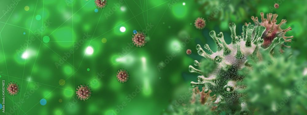 virus cell neon background  - obrazy, fototapety, plakaty 