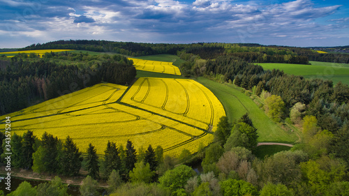 Rapsfelder Landschaft von oben photo