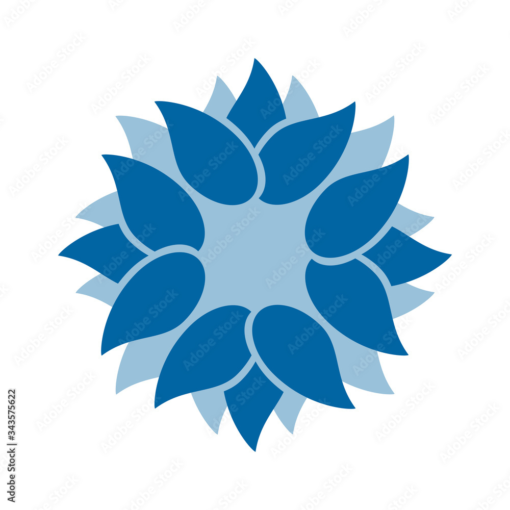 Fototapeta premium Light blue abstract geometric flower logo template. Business abstract icon isolated on white. Use for logo, sign, symbol, web, label, icon