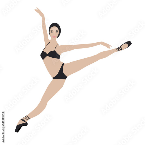 Dancer in ballet shoes - isolated on white background - vector. Dance Sport. Ballet.