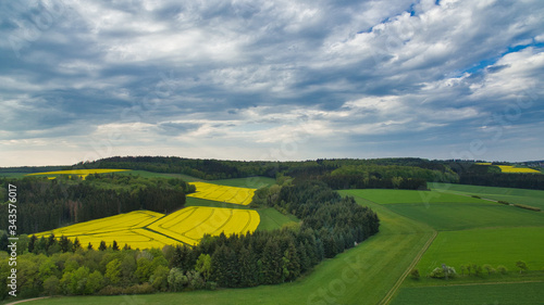 Rapsfelder Landschaft von oben