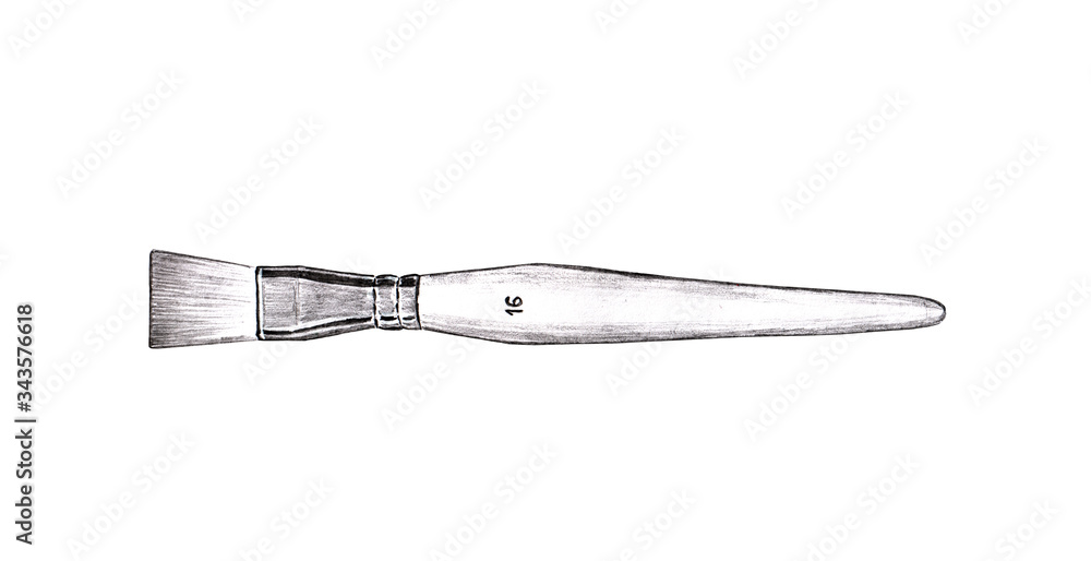 Obraz premium Hand drawn pencil illustration of paintbrush