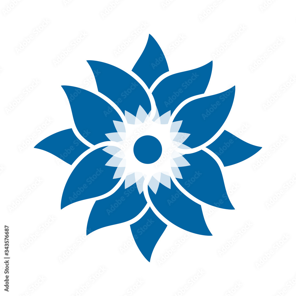 Light blue abstract geometric flower logo template. Business abstract icon isolated on white. Use for logo, sign, symbol, web, label, icon Light blue abstract geometric flower logo template. Business abstract icon isolated on white. Use for logo, sign, symbol, web, label, icon