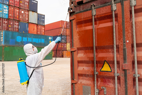 Disinfecting of storage container to prevent COVID-19 © bulentbaris