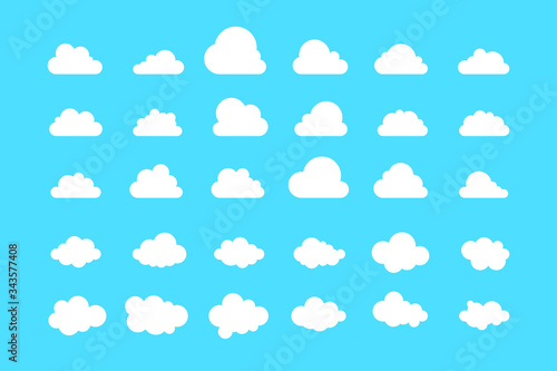 Set of clouds. Clouds isolated on blue background. Vector illustration.