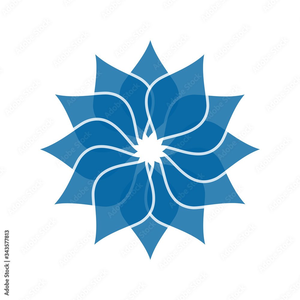 Light blue abstract geometric flower logo template. Business abstract icon isolated on white. Use for logo, sign, symbol, web, label, icon