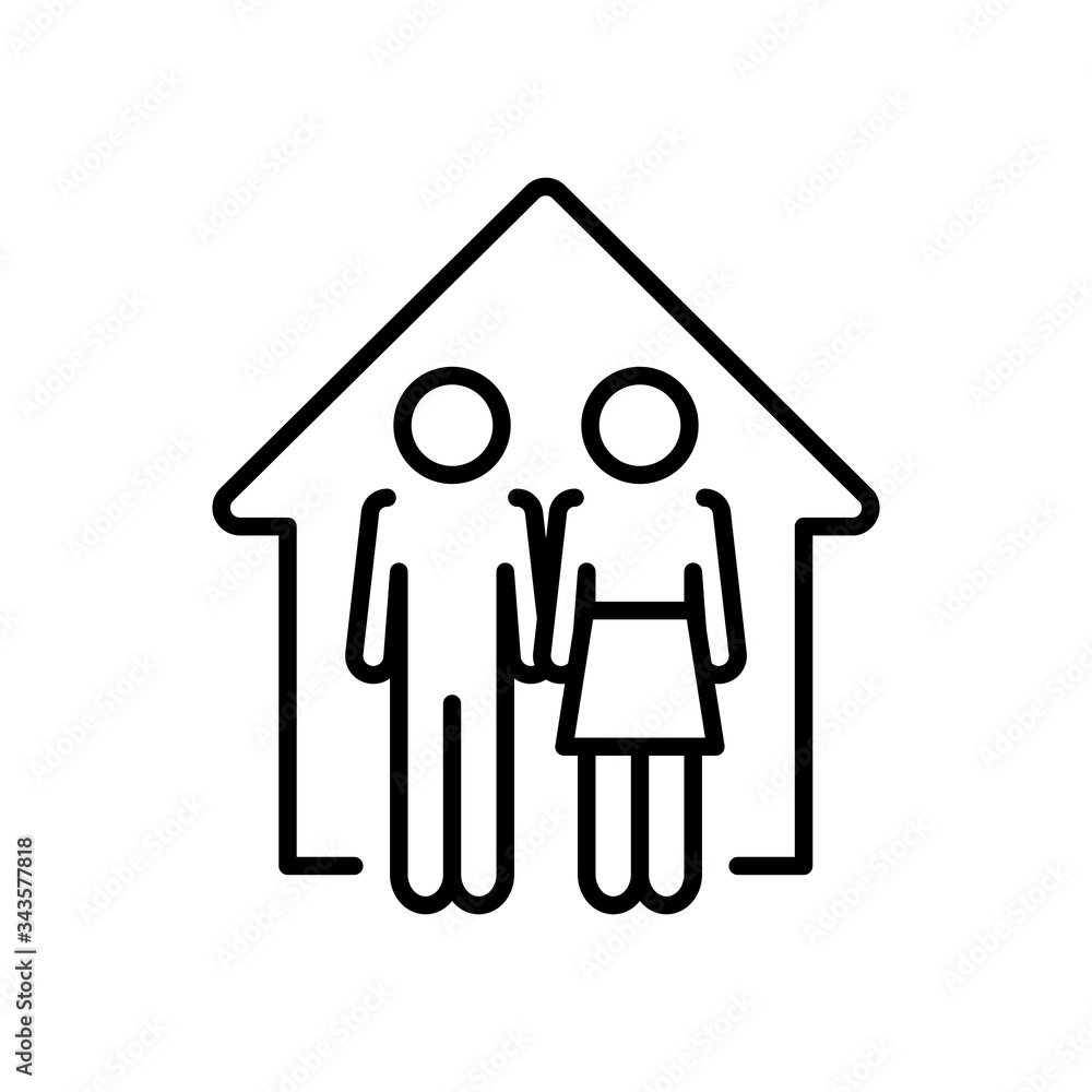 pictogram couple in the house icon, line style pictogram couple in the house icon, line style