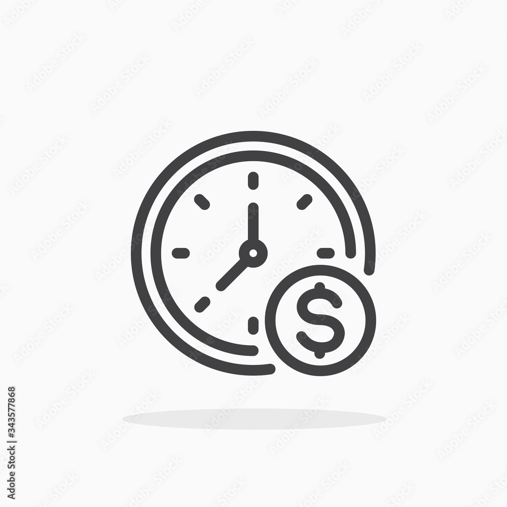 Time is money icon in line style. Editable stroke. Time is money icon in line style. Editable stroke.