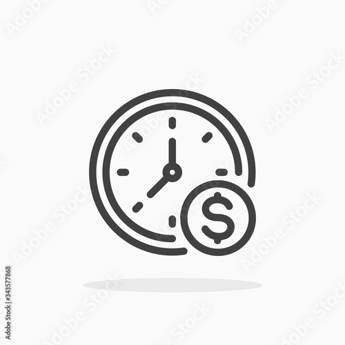 Time is money icon in line style. Editable stroke.
