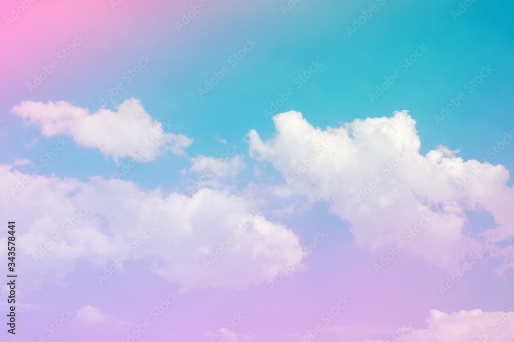 beauty soft pastel with fluffy clouds on sky. multi color rainbow image. love pink light.