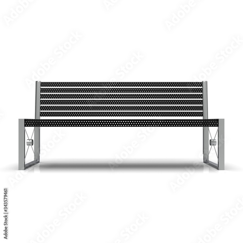 3D image street bench. Metal and wooden. Sketch Isometric.2 1