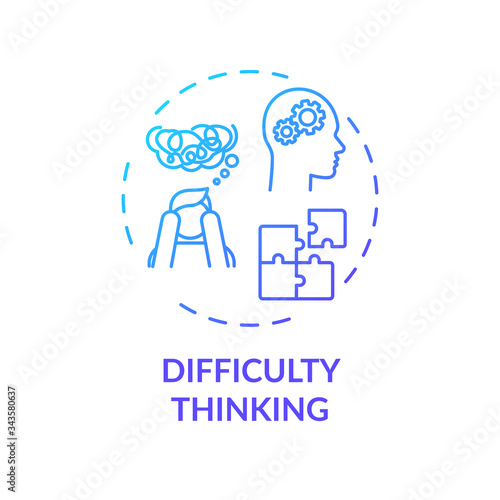 Difficulty thinking concept icon
