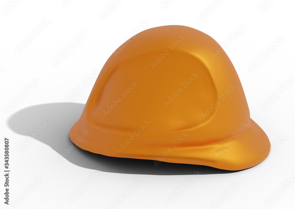 Orange construction helmet safety - 3D illustration - 3D rendering of an object Orange construction helmet safety - 3D illustration - 3D rendering of an object